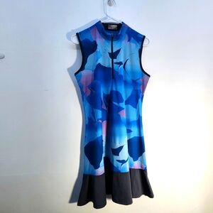 Callaway Medium Sleeveless Blue Patterned Dress